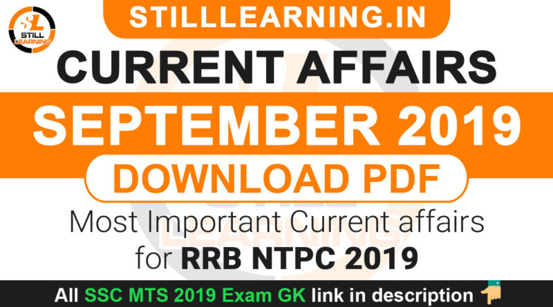 important current affairs for rrb ntpc 2019